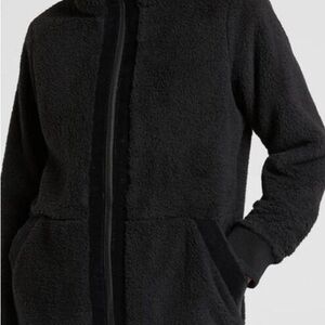 Athleta Tugga Sherpa Full Zip Black Fleece Jacket